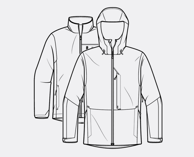 custom sportswear OEM,bespoke athletic apparel manufacturing,sportswear fabric customization,sports jacket printing embroidery factory,low MOQ sportswear OEM Technical sports jacket drawing for custom sportswear manufacturer pattern review