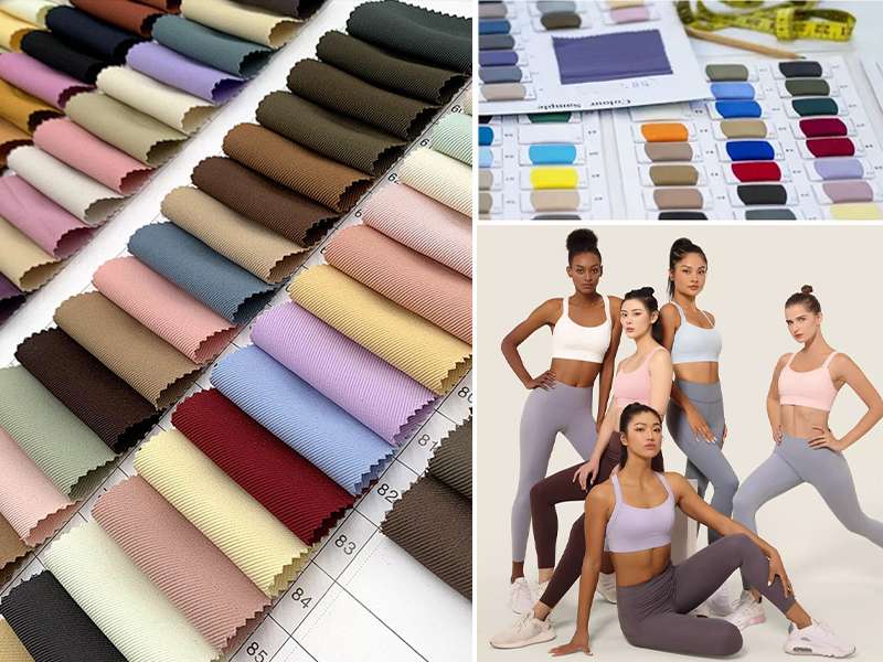 Color swatches and activewear samples for private label sportswear production