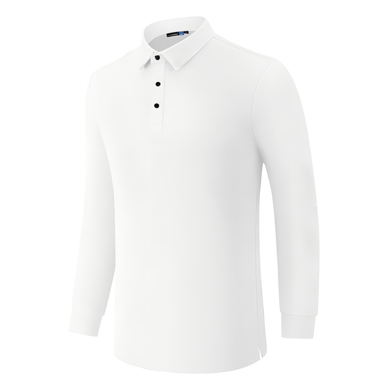 White long sleeve golf polo sample for OEM sportswear manufacturer review