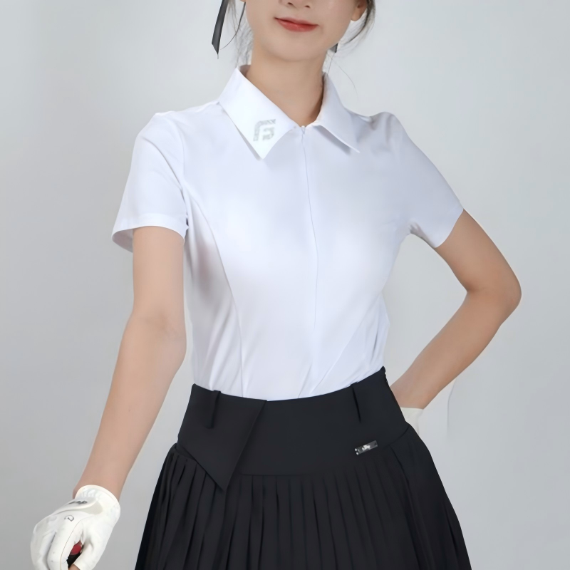 White golf polo sample for private label sportswear production review