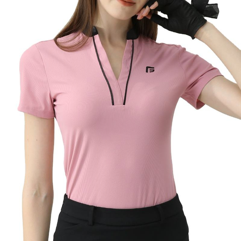 Pink short sleeve golf polo sample for private label sportswear production