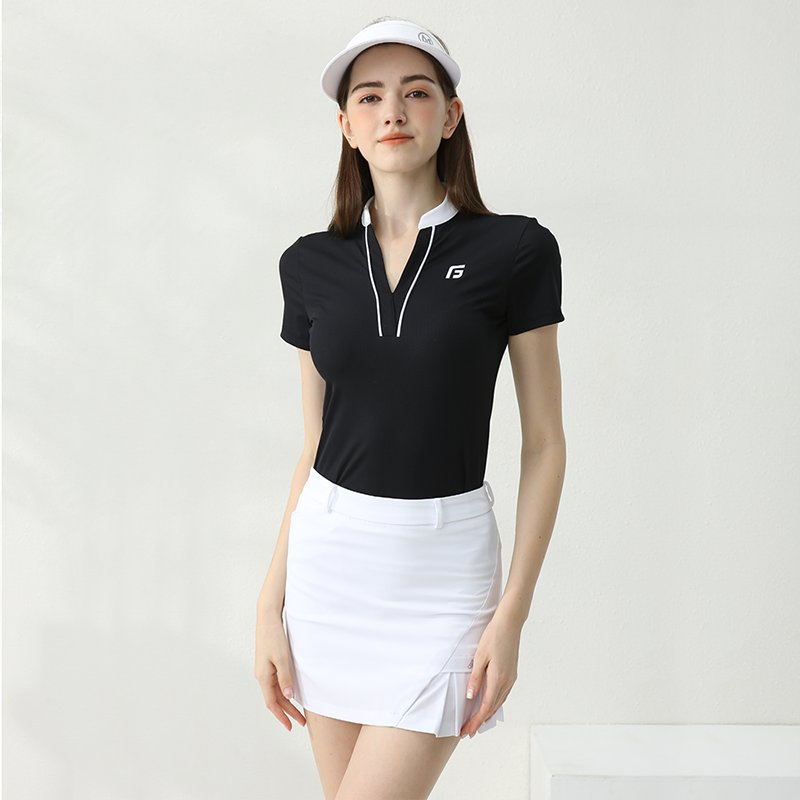 Women's golf polo shirt sample for custom sportswear manufacturer review