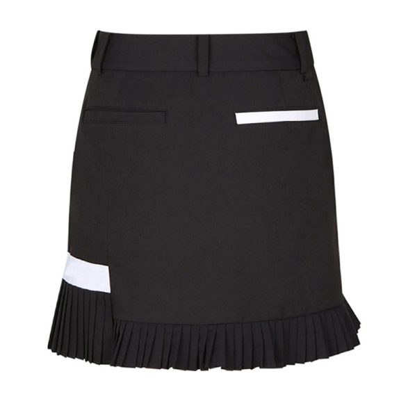 Pleated black sports skirt sample for private label sportswear production review