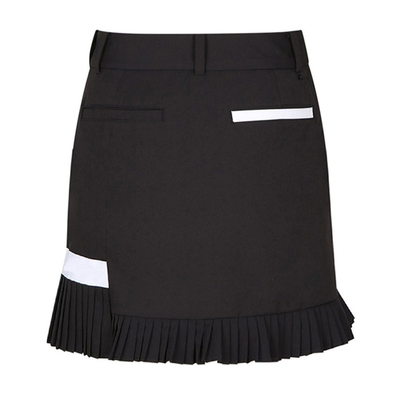 Pleated black sports skirt sample for private label sportswear production review