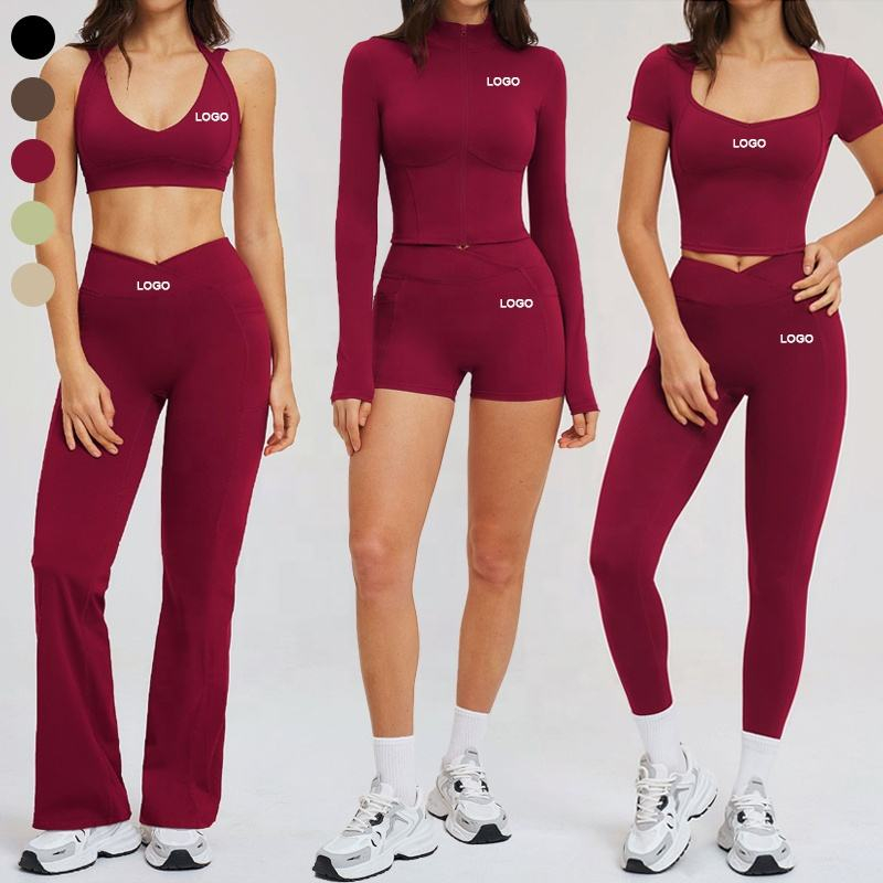 Women's activewear set with logo placement for private label sportswear production