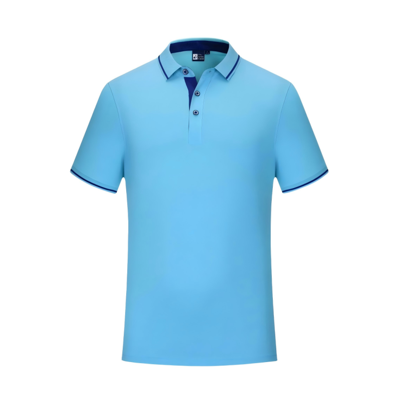 Blue custom sports polo shirt sample for OEM sportswear manufacturer review
