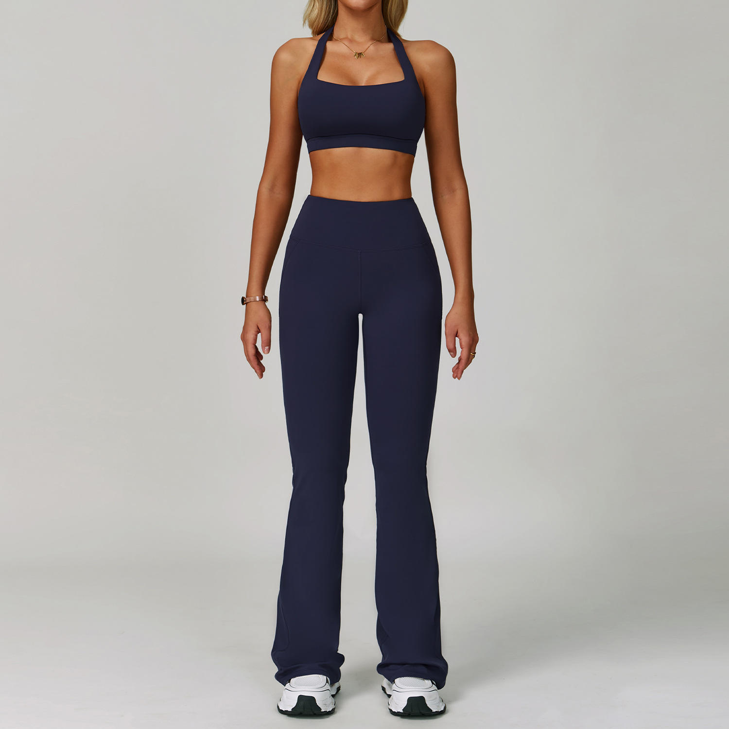 Two-piece yoga sportswear sample for private label sportswear production