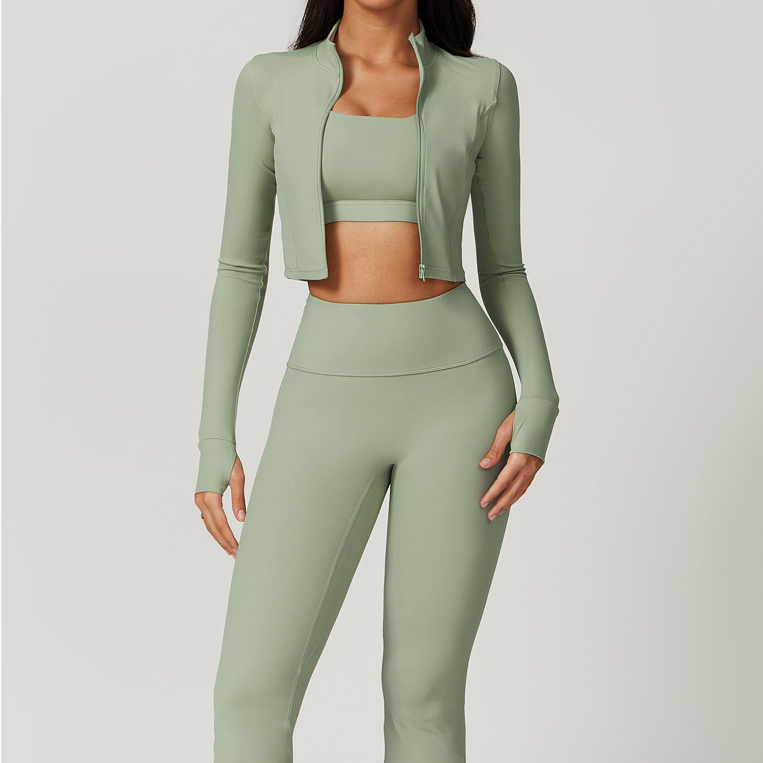 Women's activewear set sample for private label sportswear production