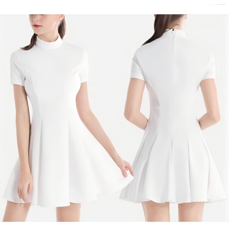 White golf dress front and back sample for custom sportswear manufacturer review
