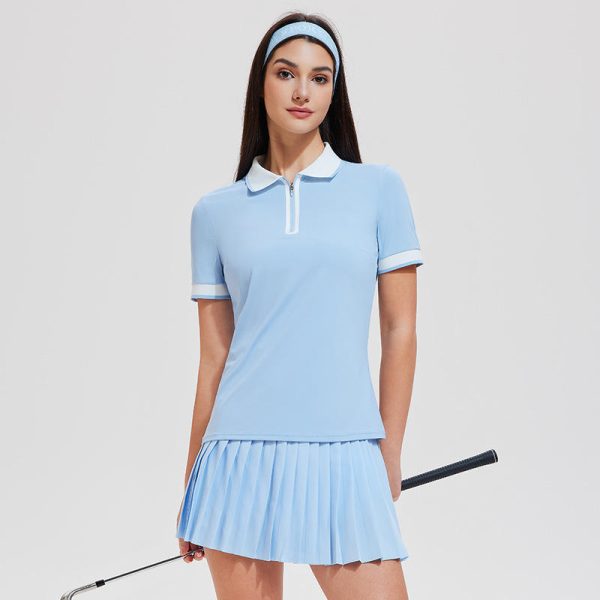 Women’s golf polo outfit sample for private label sportswear production review