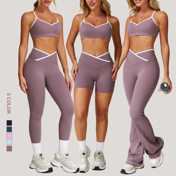 Women's yoga wear set display for private label sportswear production