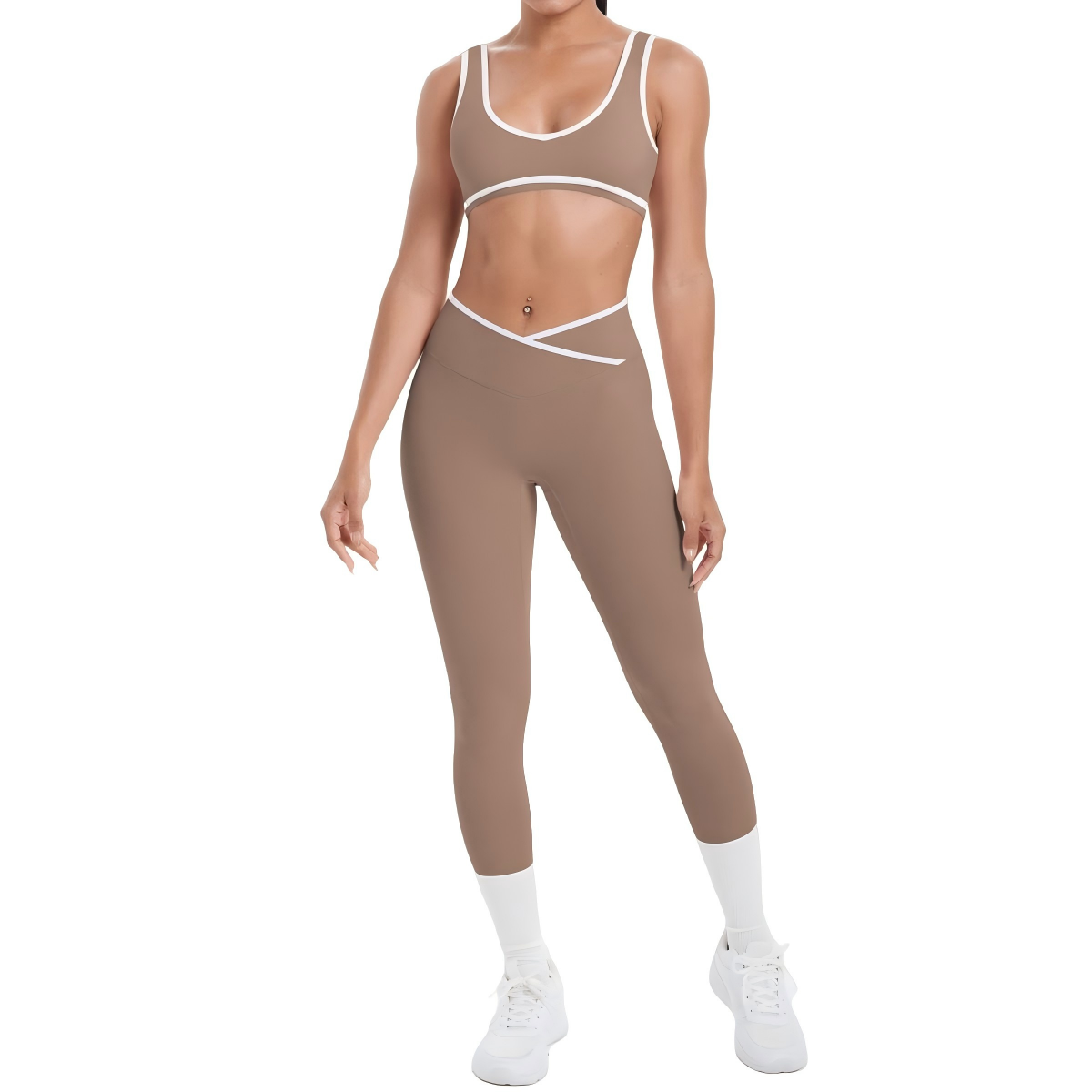 Two-tone yoga activewear set sample for private label sportswear production