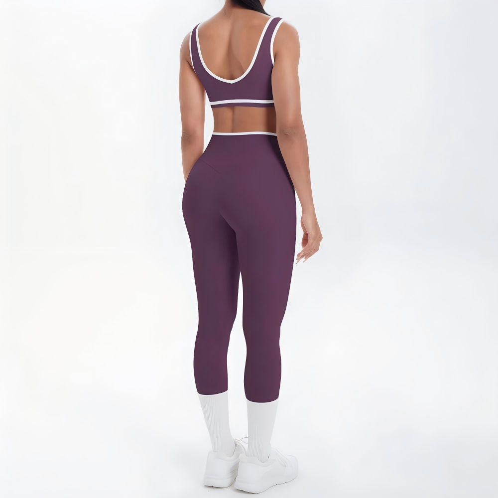 Two-piece yoga activewear back view for private label sportswear production