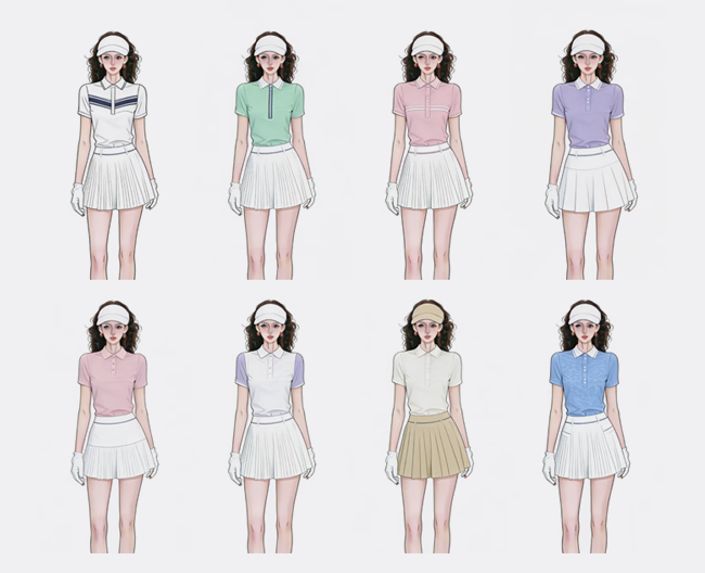 Golf polo and skirt concept variants for private label sportswear production review