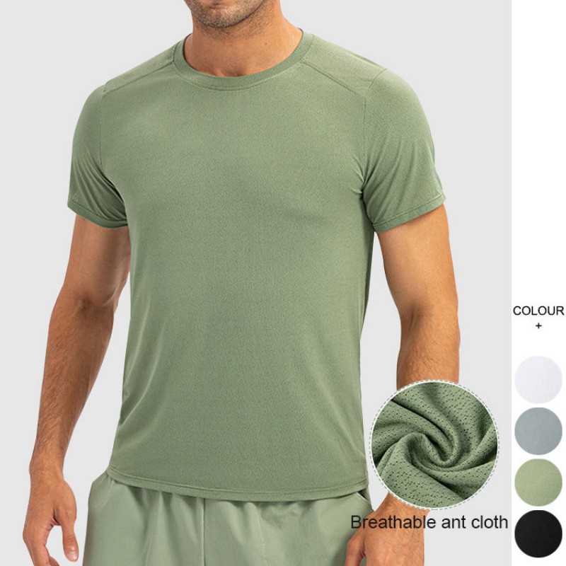 Custom OEM Mens 90% Polyester Quick Dry High Elastic Round Neck Short Sleeve Workout Sports Fitness T Shirts Sportswear