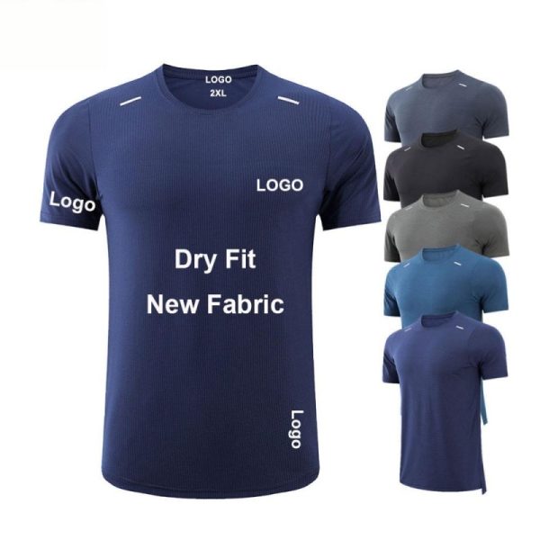 Custom OEM Mens Compression Elastic Muscle Fit Polyester Gym Running Athletic T Shirts Sportswear