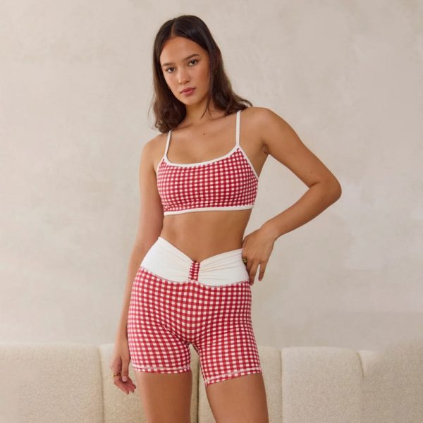 Custom OEM Private Label Plaid Seamless Yoga Fitness Activewear Sets
