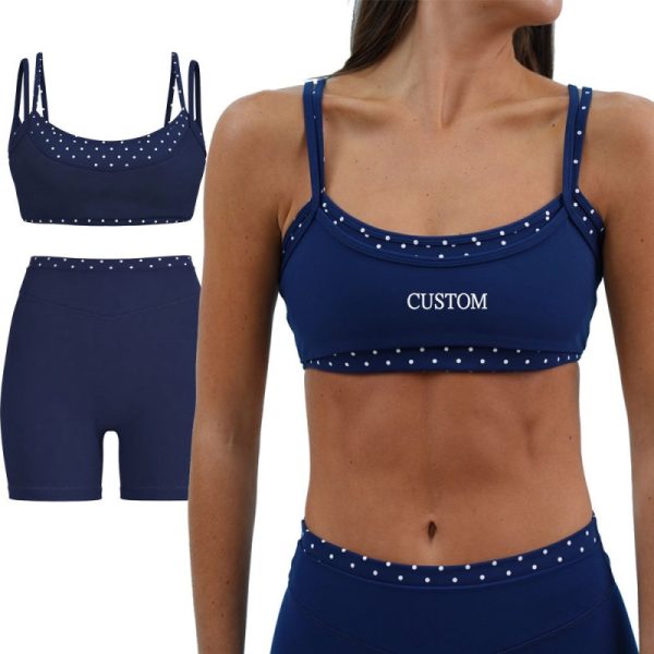 Custom OEM Womens 2 Piece Double Layer Sports Bra High Stretch Butt Lifting Yoga Shorts Fitness Activewear Sets Sportswear