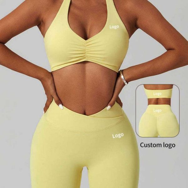 Custom OEM Womens 2 Piece High Elasticity Yoga Pants Gym Fitness Workout Yoga Activewear Sets